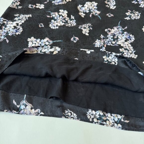 Rebecca Taylor Womens 2 100% Silk Floral Hydrangea Black Dress Tie Waist Modes - Picture 6 of 8